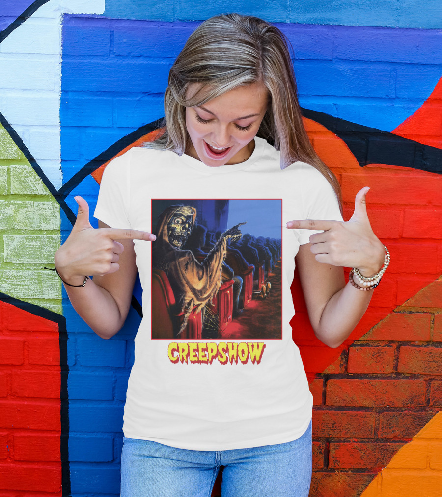 Creepshow Skeleton Ushers Menacing Audience In Theater Scene T-Shirt