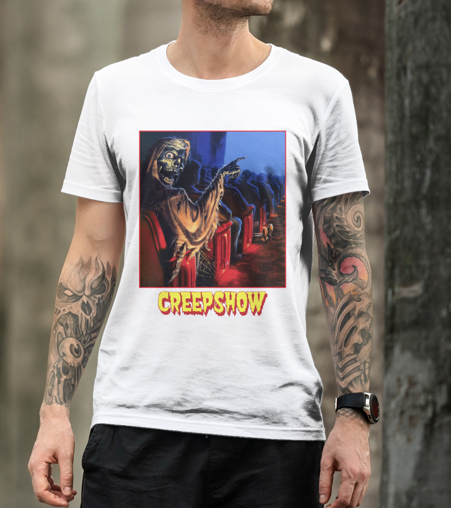 Creepshow Skeleton Ushers Menacing Audience In Theater Scene T-Shirt