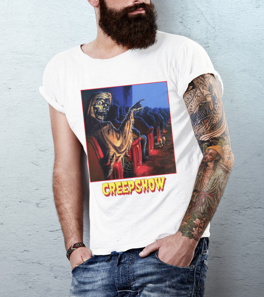 Creepshow Skeleton Ushers Menacing Audience In Theater Scene T-Shirt