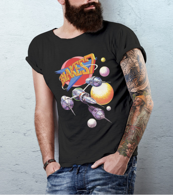 Blake's 7 Annual Retro Sci-Fi Spaceship And Planets T-Shirt