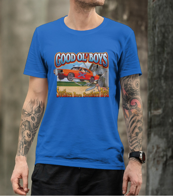 Good Ol' Boys Southern Born Southern Bred Dukes Of Hazzard Car Jump Scene T-Shirt