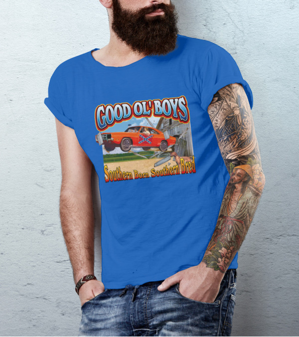 Good Ol' Boys Southern Born Southern Bred Dukes Of Hazzard Car Jump Scene T-Shirt