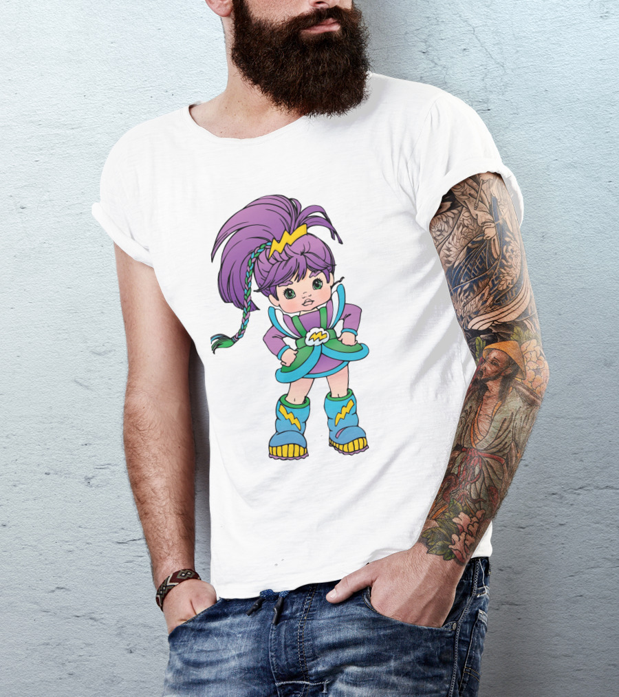 Rainbow Brite Stormy Character With Purple Hair And Lightning Bolt T-Shirt