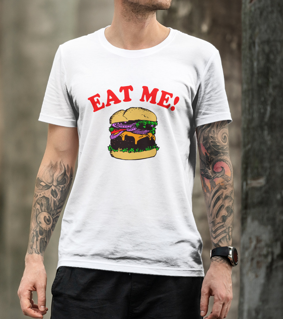 Captain Spaulding Eat Me Burger Text T-Shirt