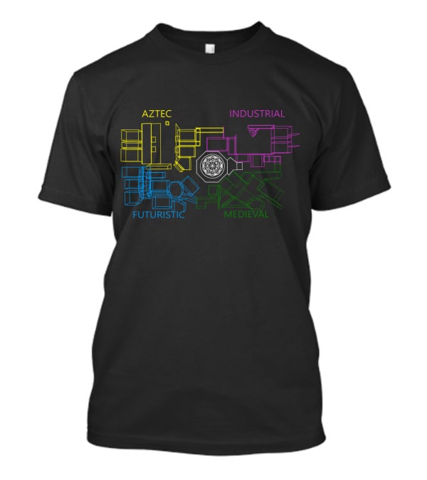 Aztec Industrial Futuristic Medieval The Crystal Maze Layout T-Shirt