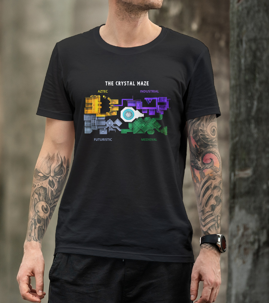 The Crystal Maze Map Aztec Industrial Futuristic Medieval T-Shirt