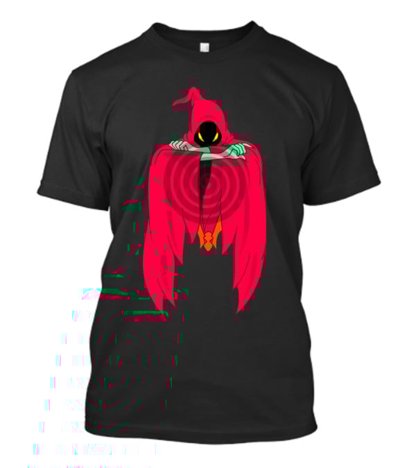 Shadow Weaver Enigmatic Hooded Phantom With Red Cape And Yellow Eyes T-Shirt