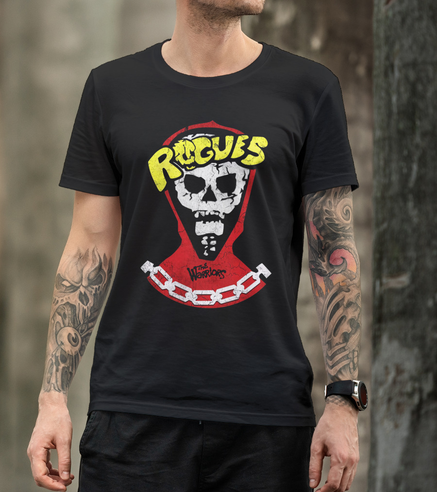 Rogues Skull Mask With Chain And The Warriors T-Shirt