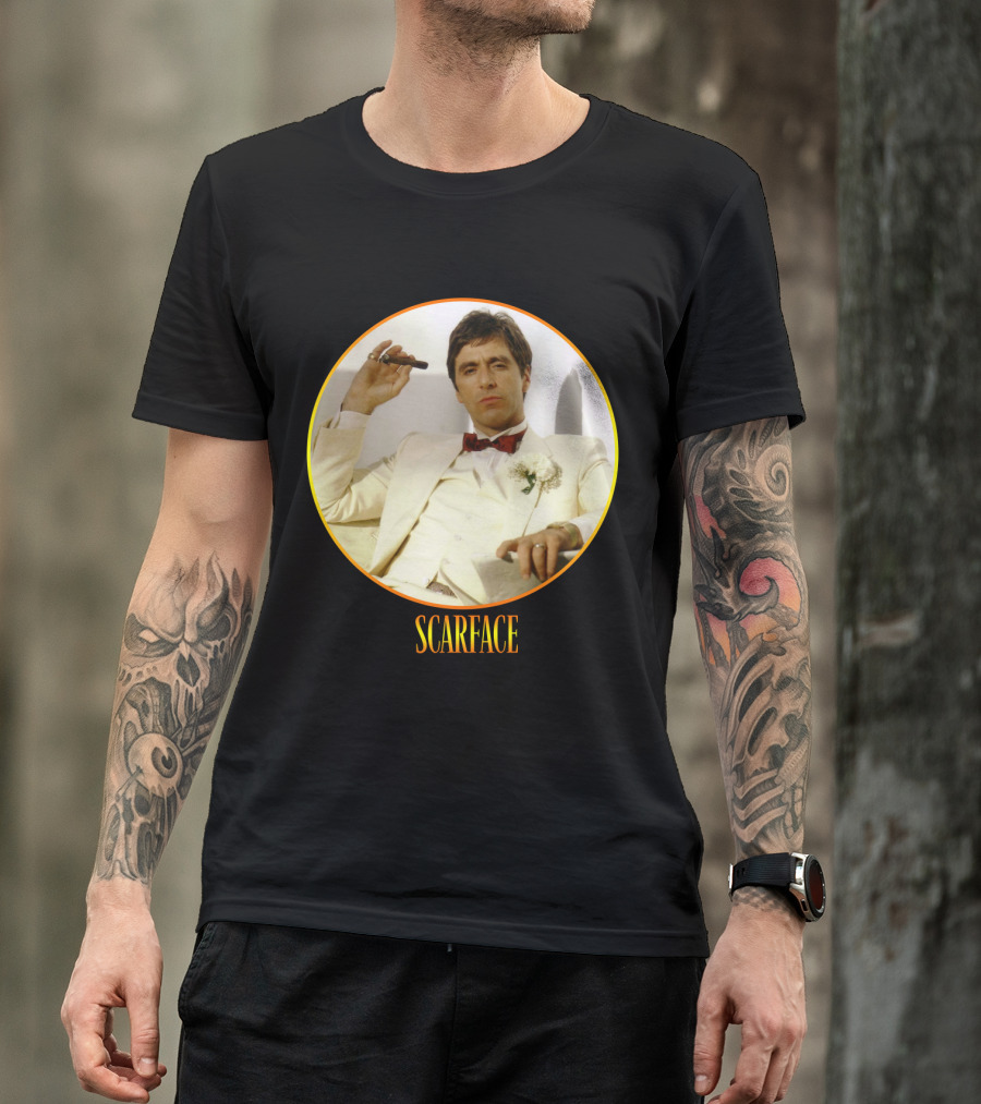 Scarface Iconic Movie Character In Circle Frame T-Shirt