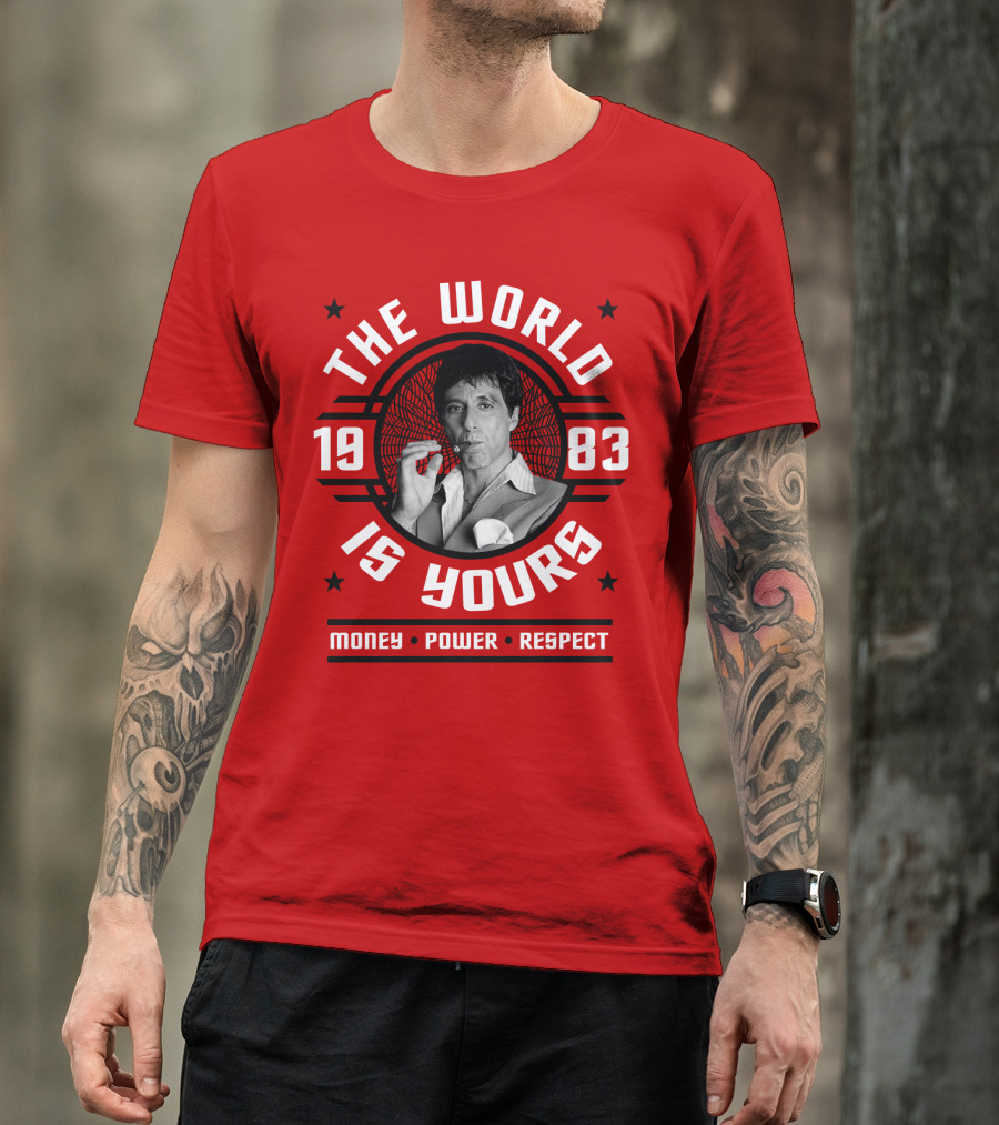 Scarface The World Is Yours 1983 Money Power Respect T-Shirt