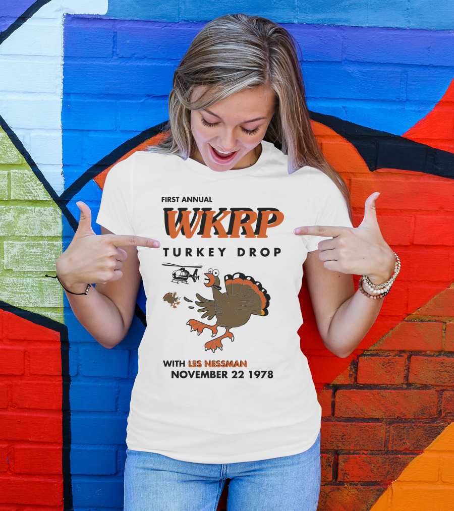 First Annual WKRP Turkey Drop With Les Nessman November 22 1978 T-Shirt