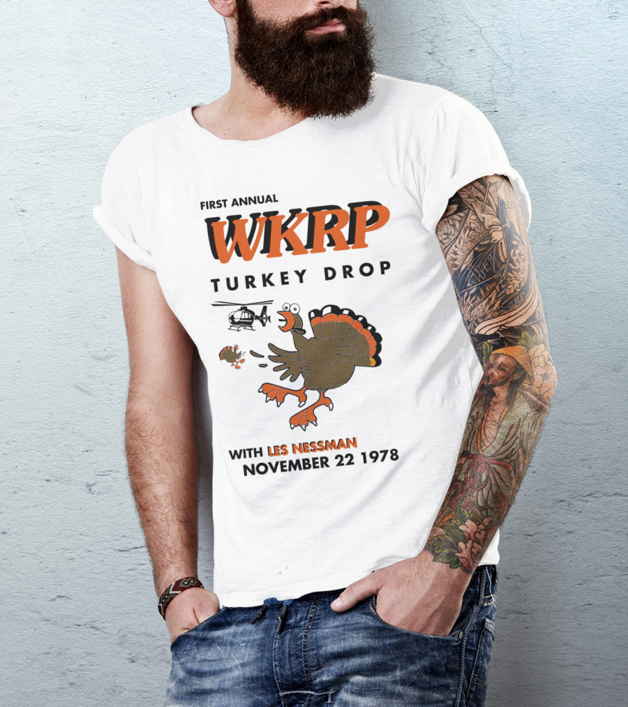 First Annual WKRP Turkey Drop With Les Nessman November 22 1978 T-Shirt