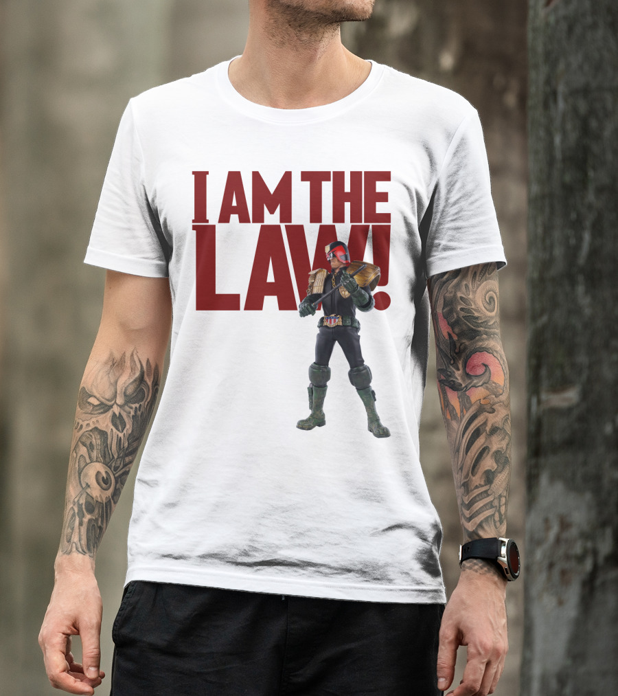 Judge Dredd I Am The Law Action Figure Stance T-Shirt