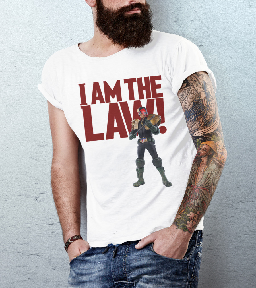Judge Dredd I Am The Law Action Figure Stance T-Shirt