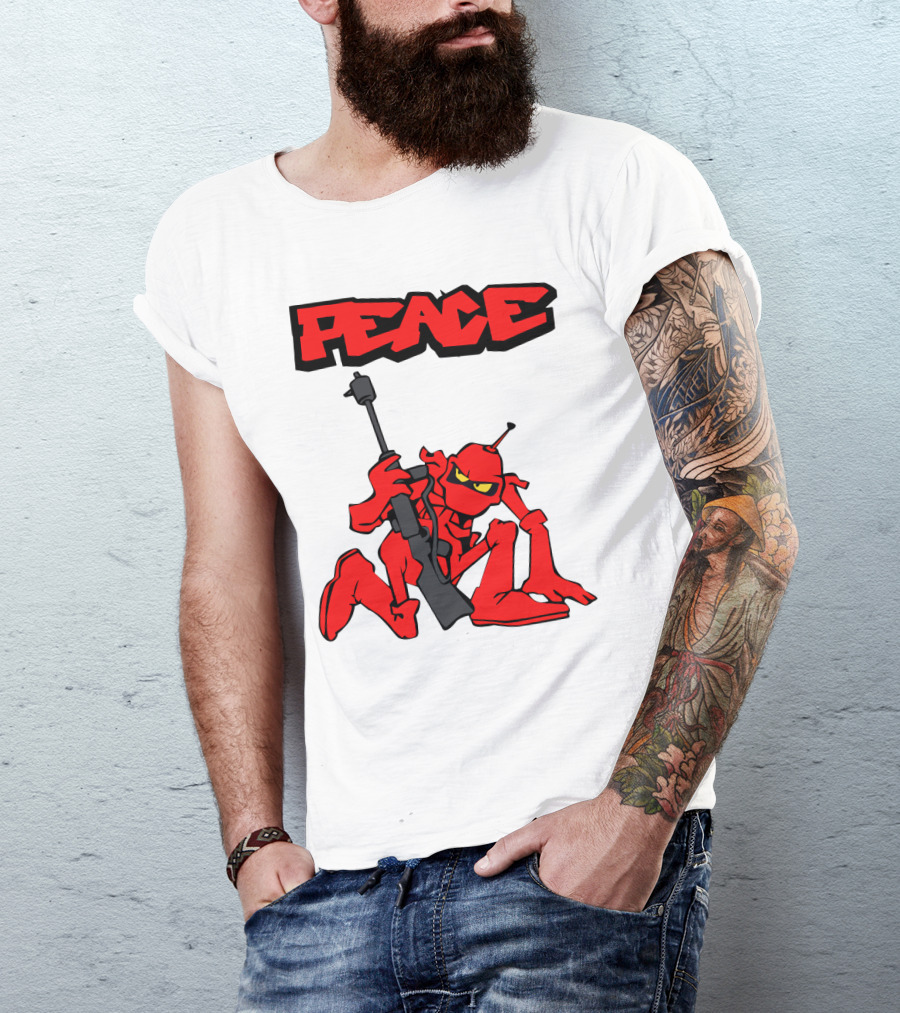 PEACE Ant Holding Rifle T-Shirt
