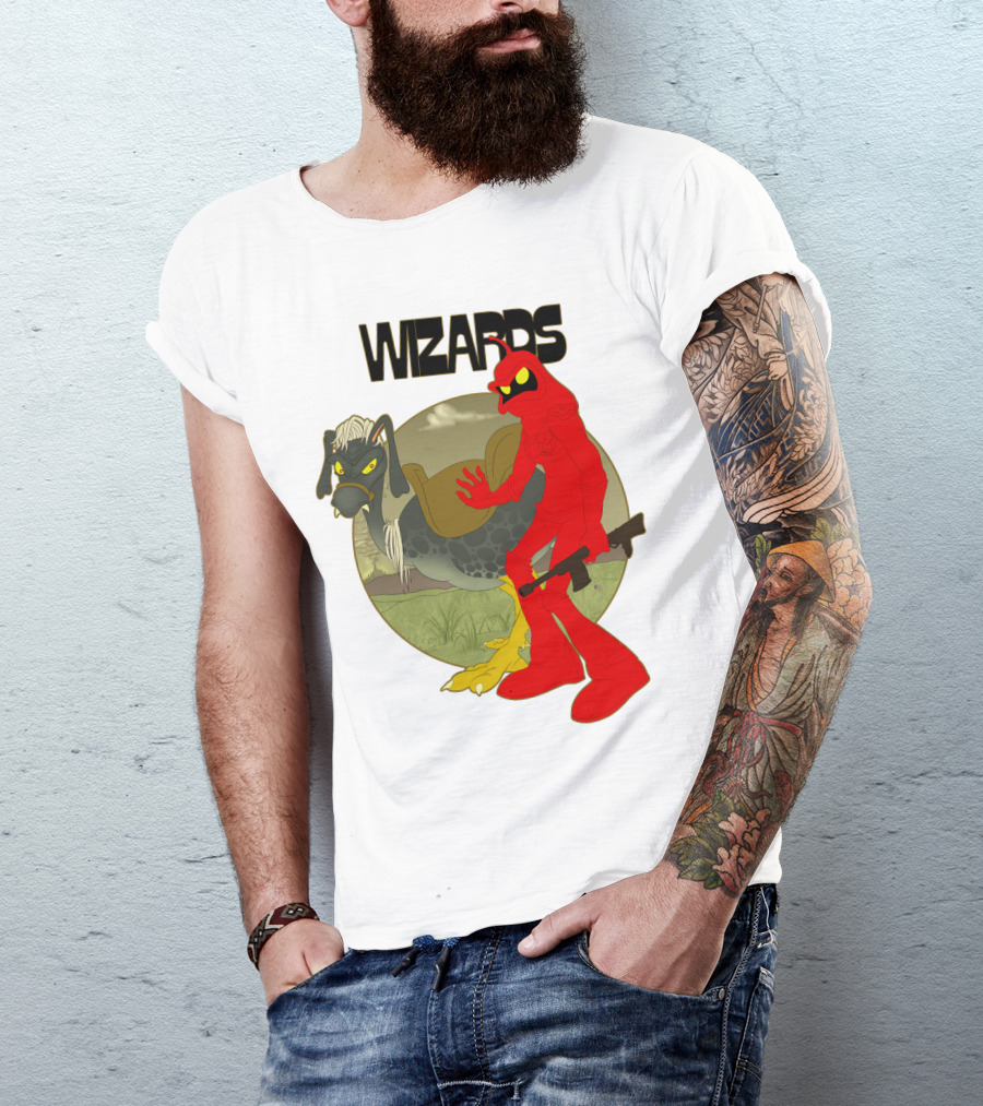 Wizards Animation Character With Red Humanoid And Armed Bird T-Shirt