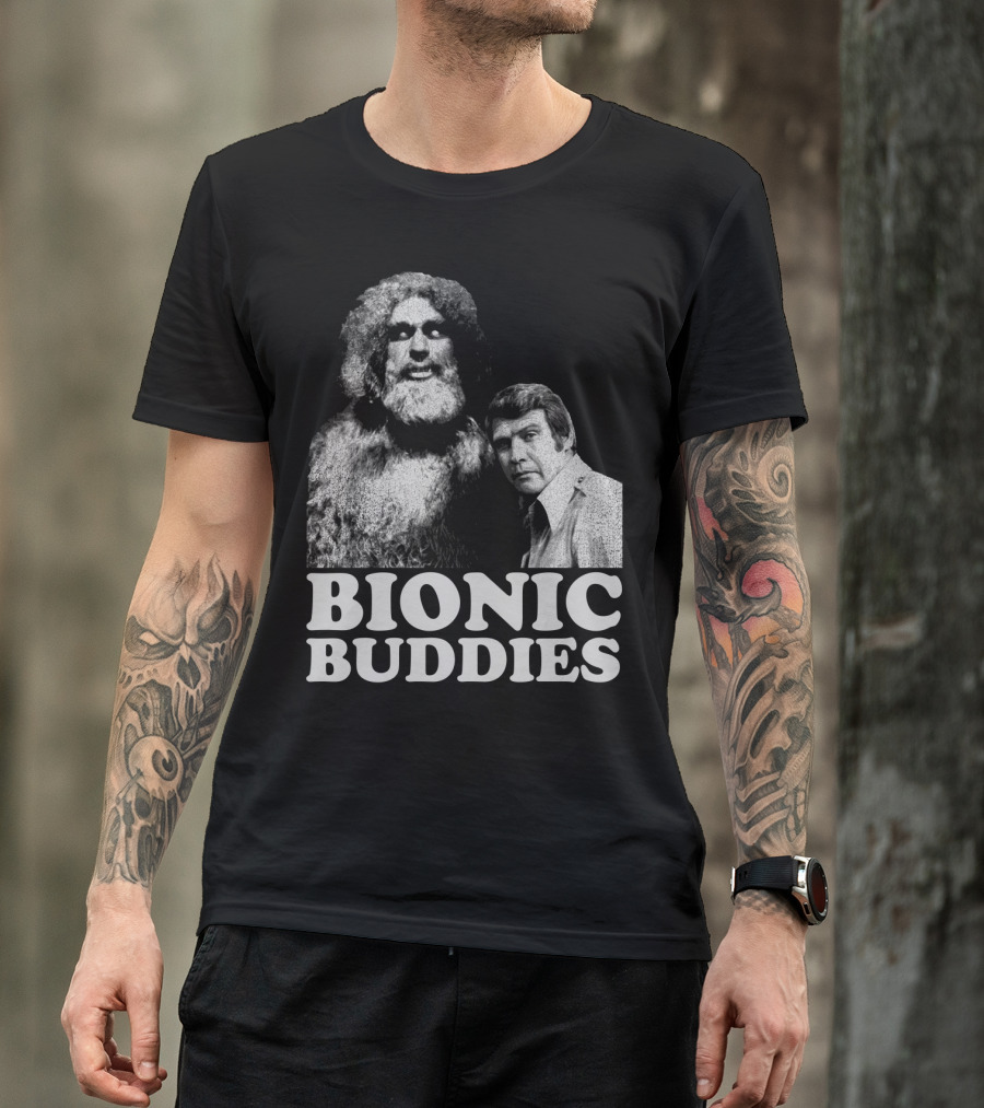 Six Million Dollar Man Bionic Buddies Retro TV Show Iconic Duo T-Shirt