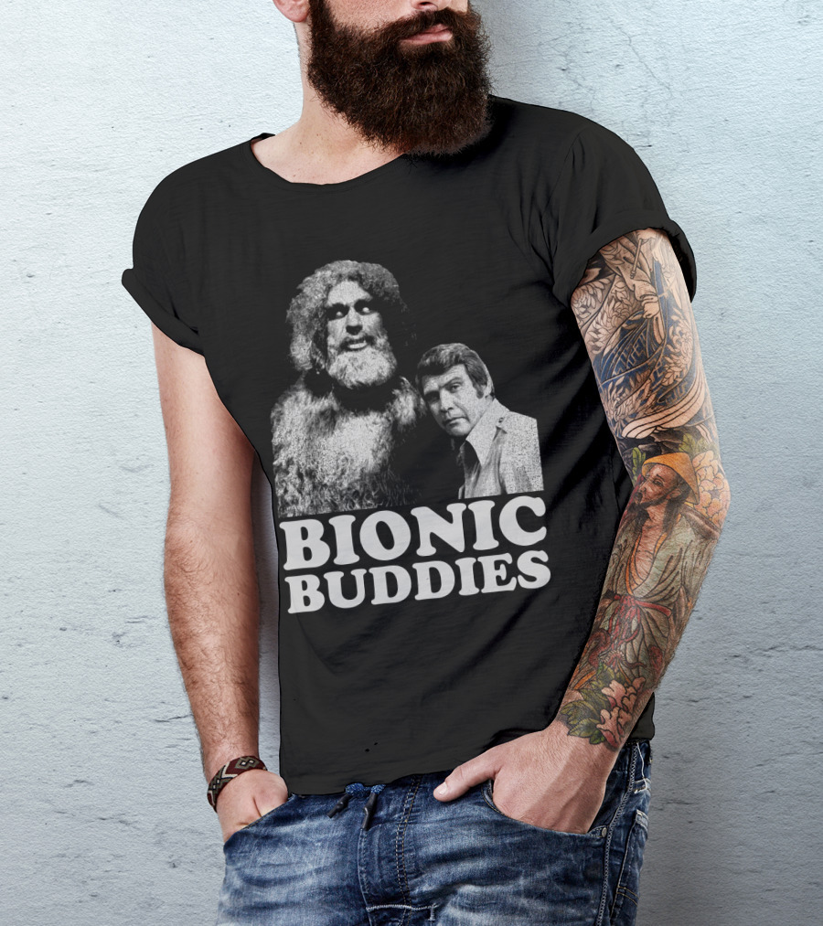 Six Million Dollar Man Bionic Buddies Retro TV Show Iconic Duo T-Shirt