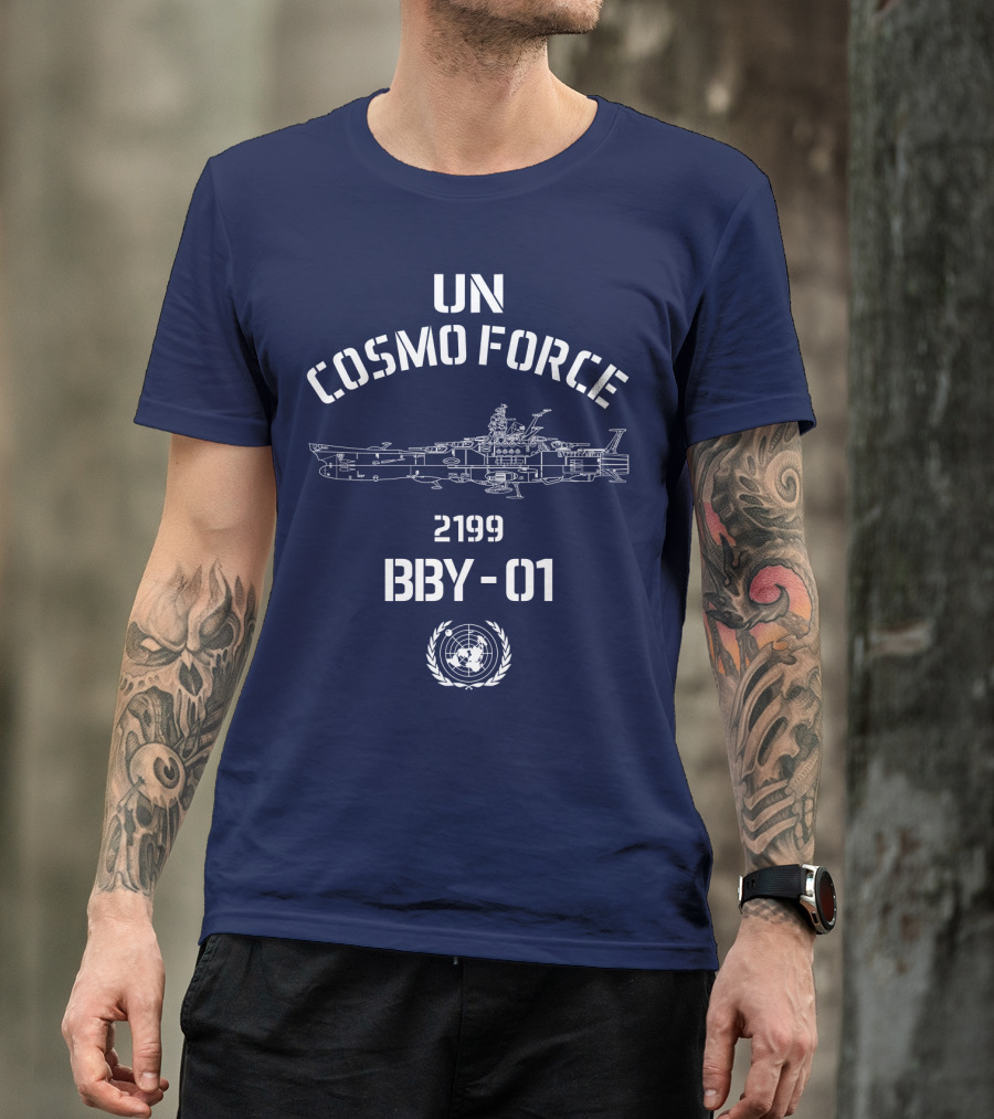 UN Cosmo Force 2199 BBY-01 Spaceship Blueprint T-Shirt