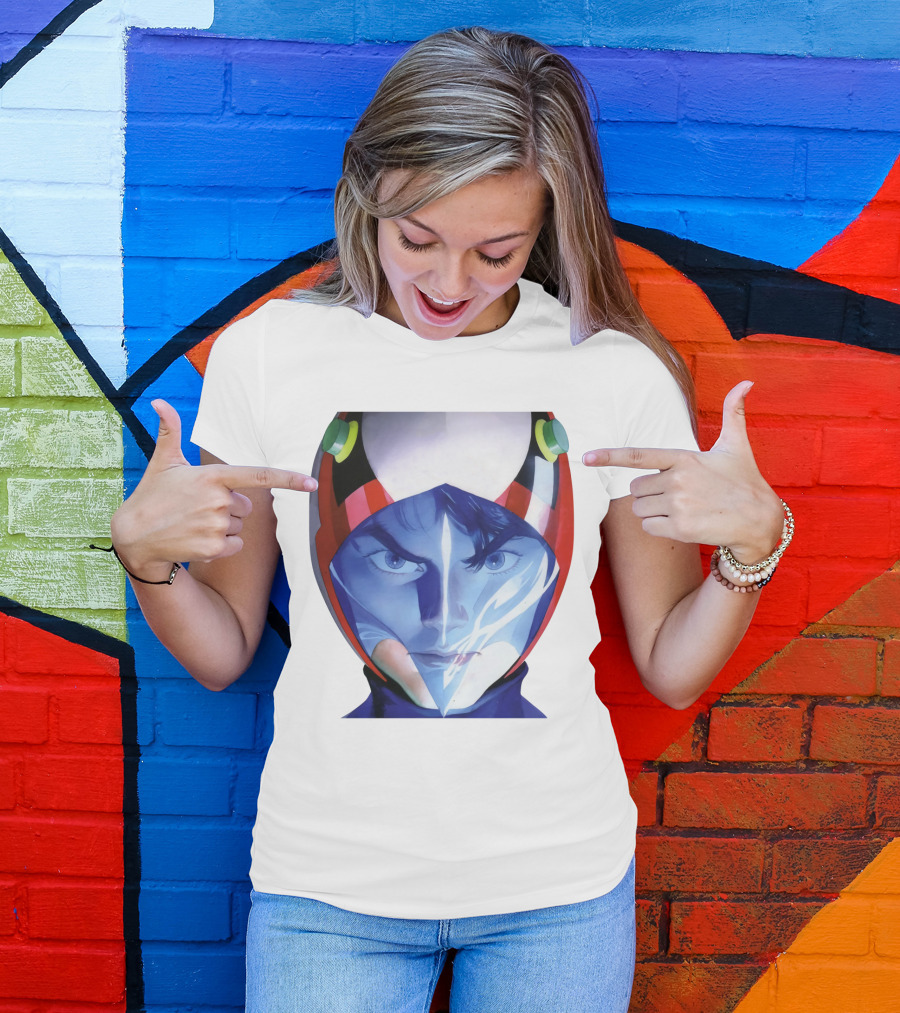 Battle Of The Planets GuideBook Helmet Face Close-Up T-Shirt