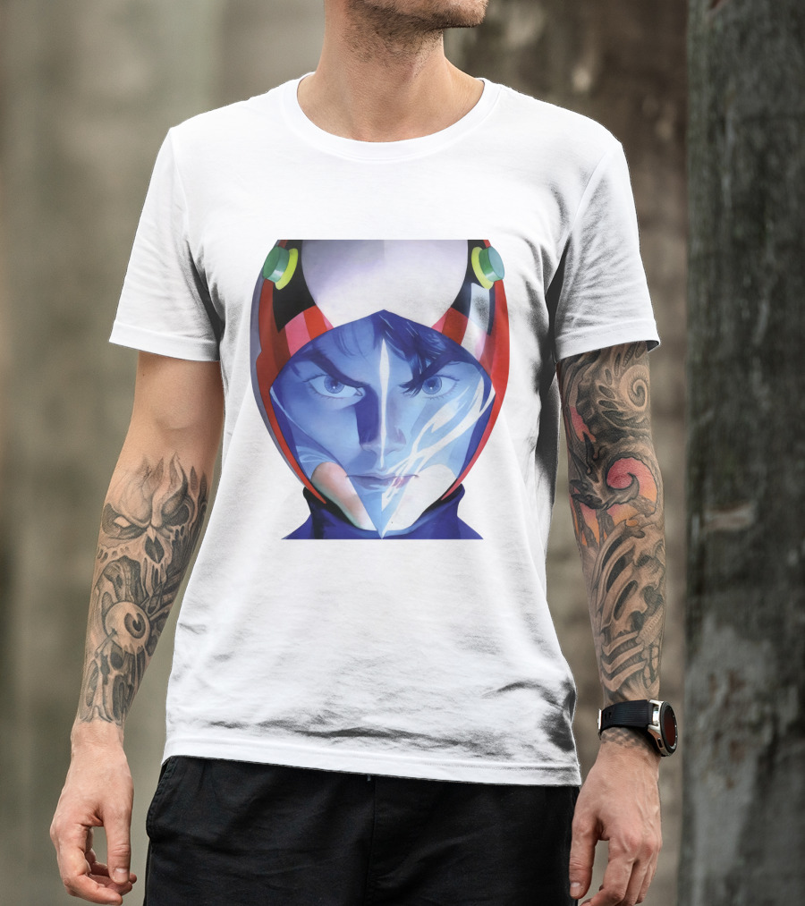Battle Of The Planets GuideBook Helmet Face Close-Up T-Shirt