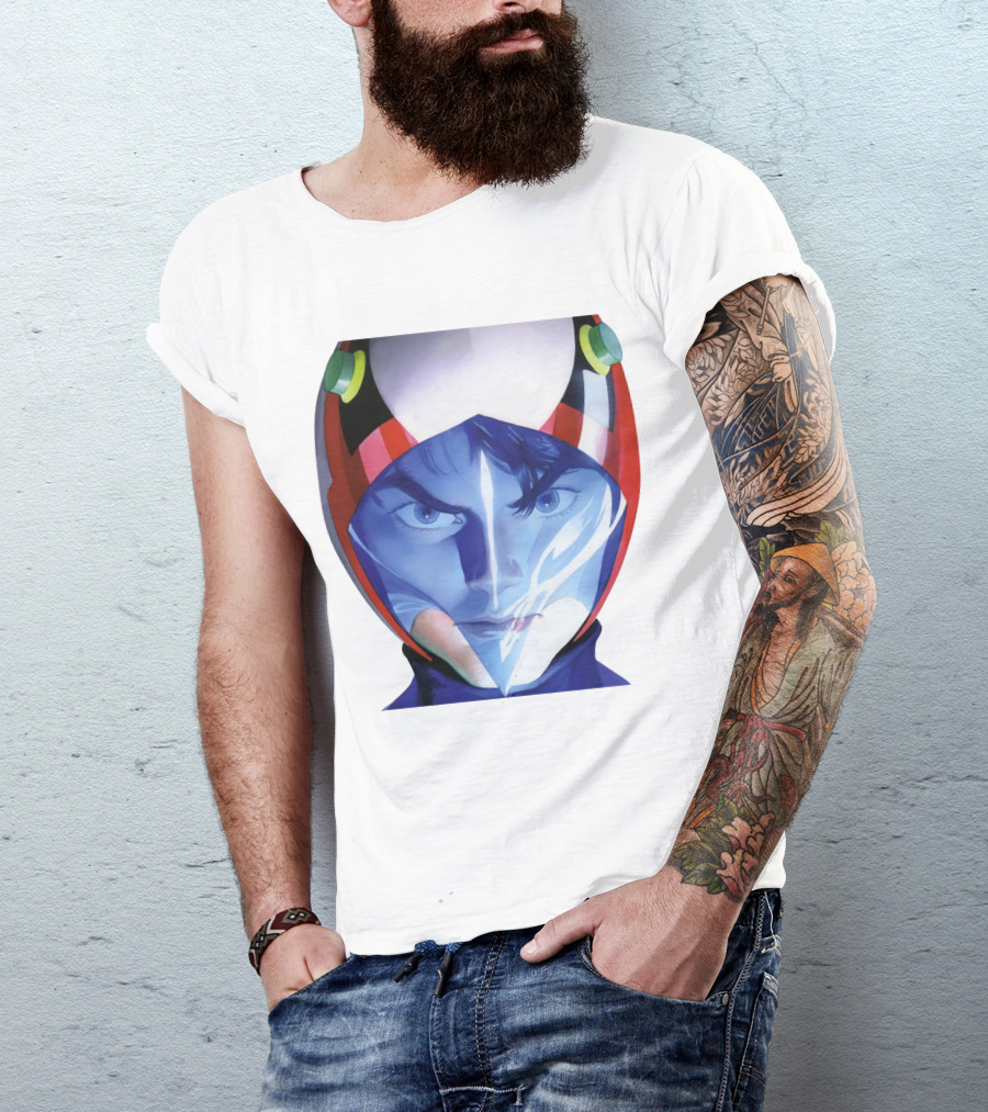 Battle Of The Planets GuideBook Helmet Face Close-Up T-Shirt