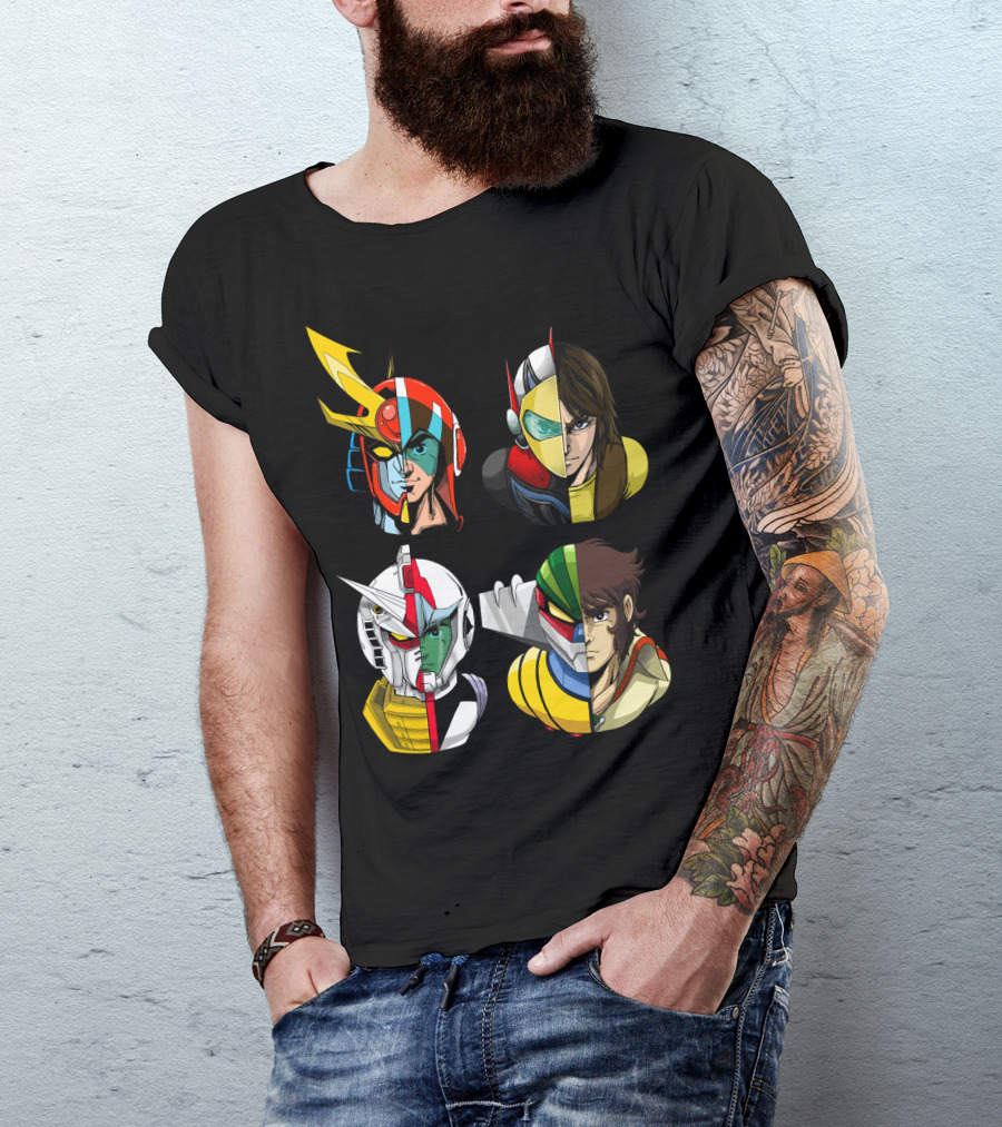 Duke Fleed Jeeg Gundam Daitarn Iconic Mecha Heroes Fusion T-Shirt
