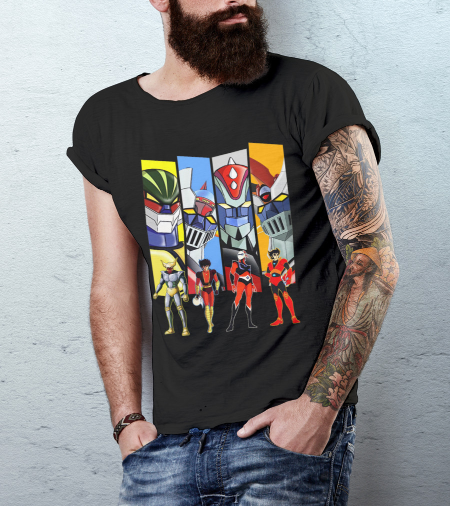Jeeg Mazinga Mazinger Goldrake Grendizer Robot Heroes Ensemble T-Shirt