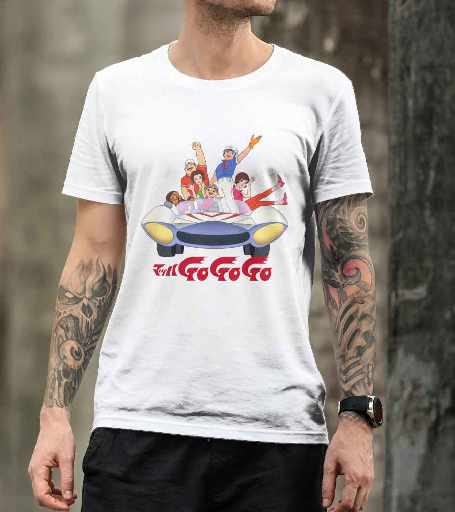 Mach GoGoGo Anime Group In Classic Racing Car T-Shirt