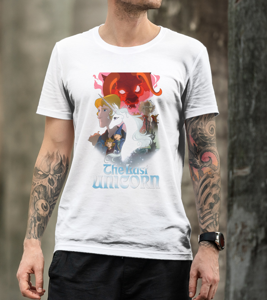 The Last Unicorn Animated Fantasy Characters And Red Bull Face T-Shirt