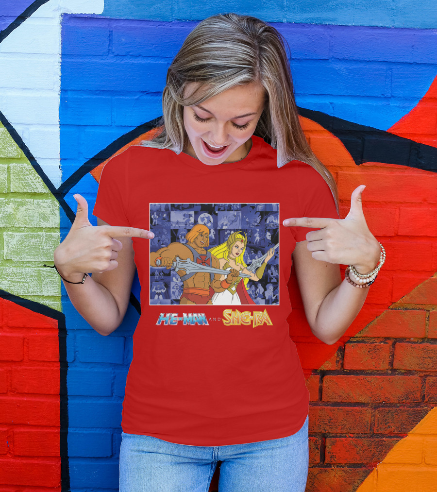 He-Man And She-Ra Characters With Sword T-Shirt
