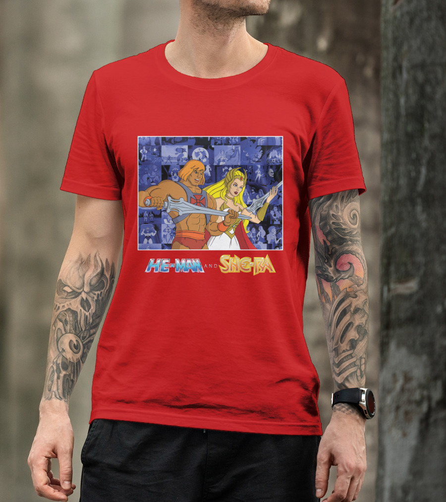 He-Man And She-Ra Characters With Sword T-Shirt