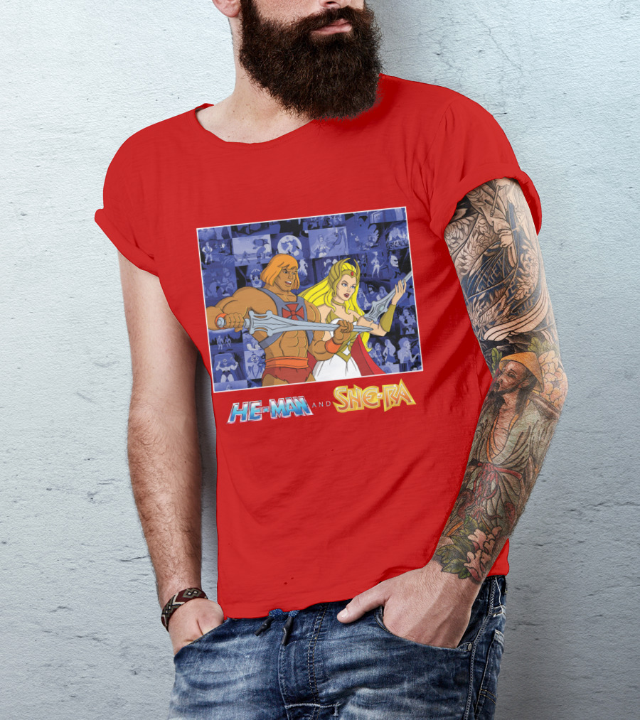 He-Man And She-Ra Characters With Sword T-Shirt