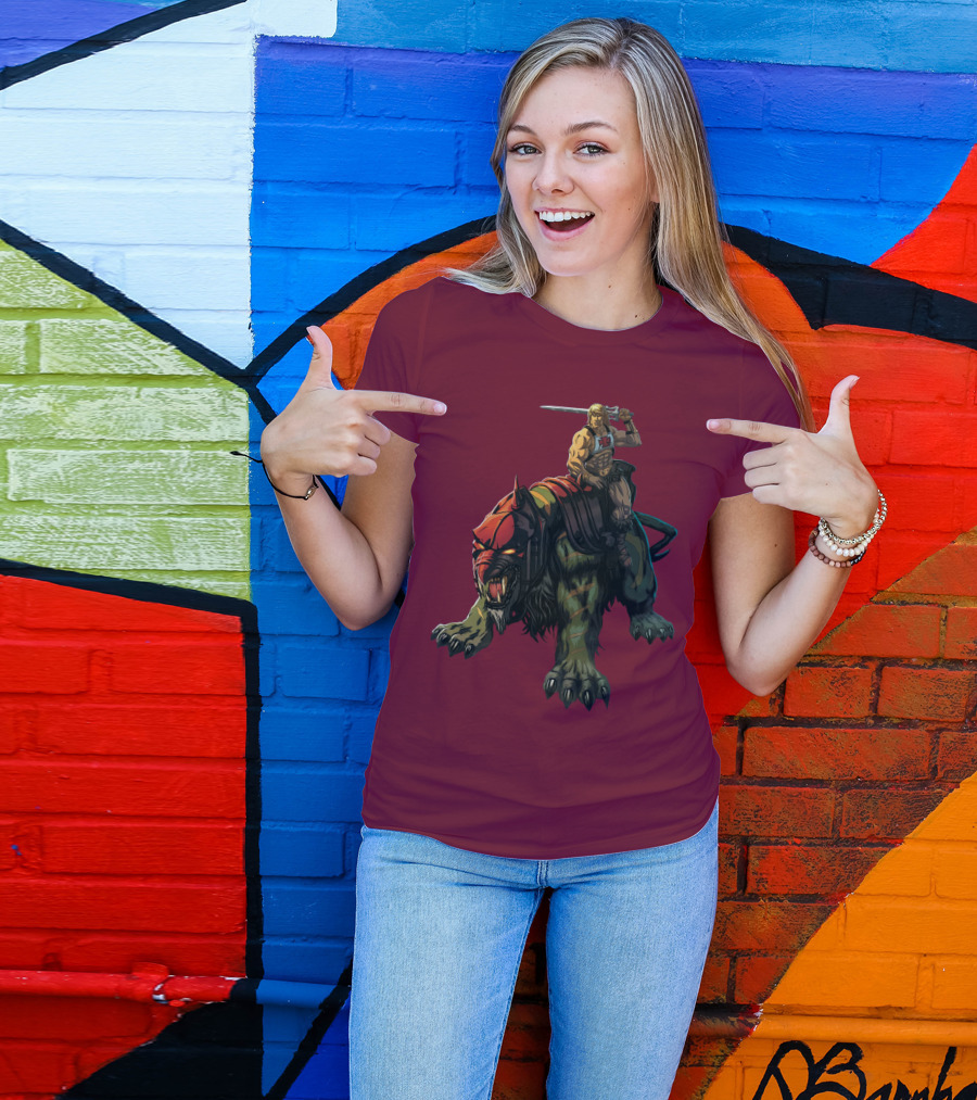 He-Man Riding Battle Cat With Sword Raised T-Shirt