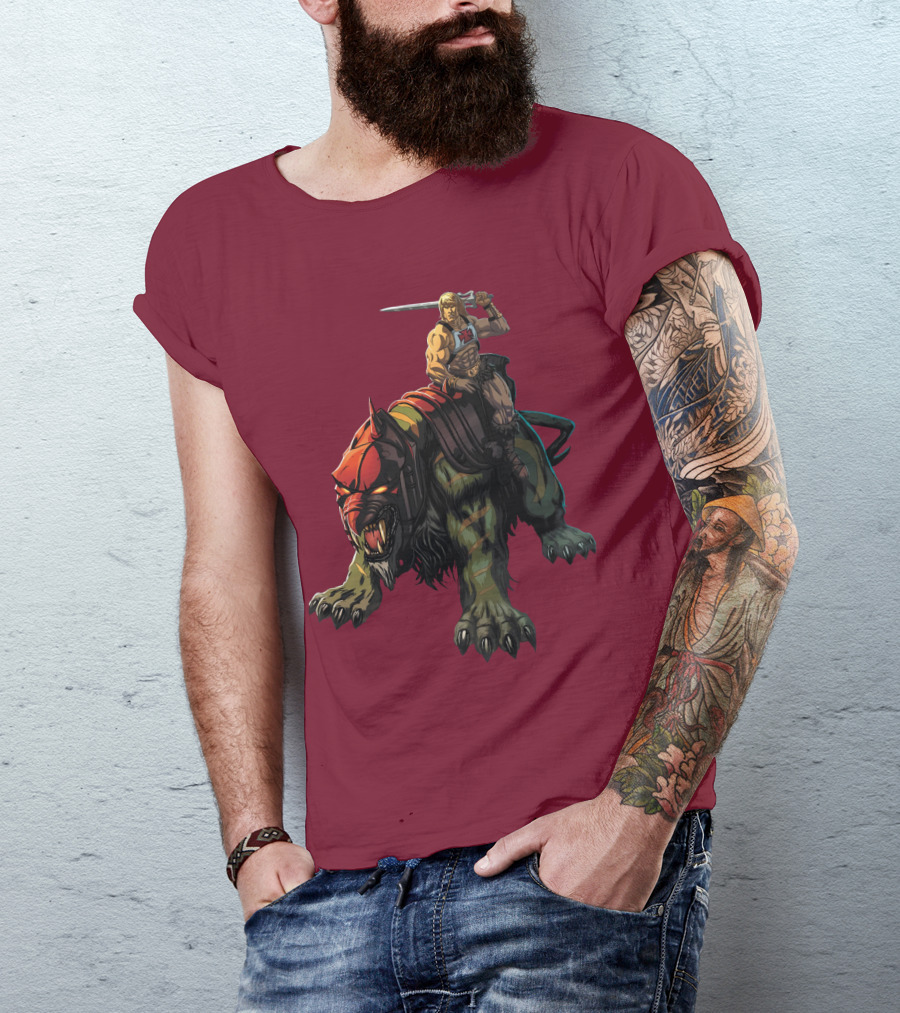 He-Man Riding Battle Cat With Sword Raised T-Shirt