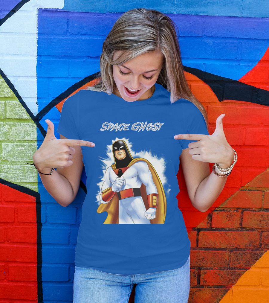 Space Ghost Classic Character With Dynamic Pose And Iconic Heroic T-Shirt