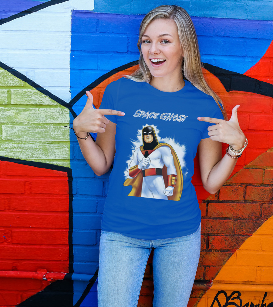 Space Ghost Classic Character With Dynamic Pose And Iconic Heroic T-Shirt