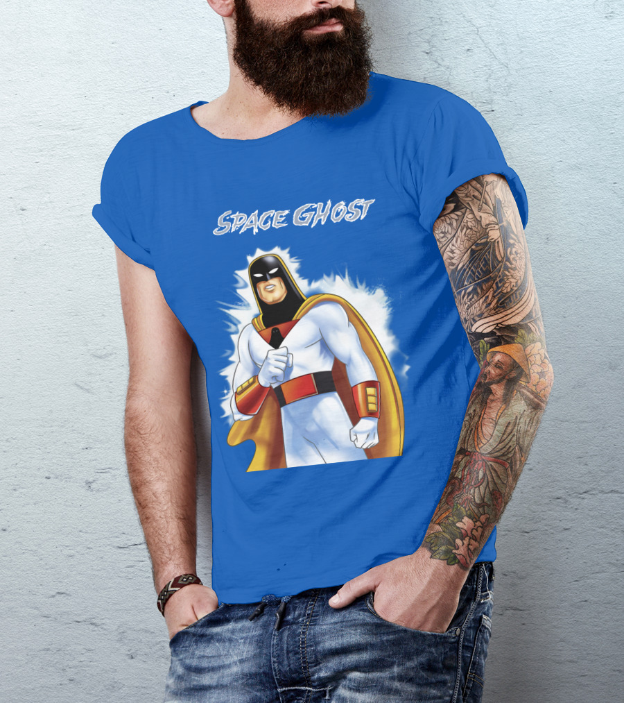 Space Ghost Classic Character With Dynamic Pose And Iconic Heroic T-Shirt