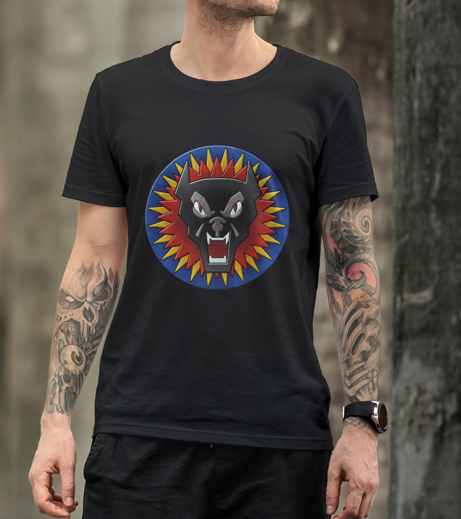 Clan Nova Cat Emblem Aggressive Feline Face In Sunburst Circle T-Shirt