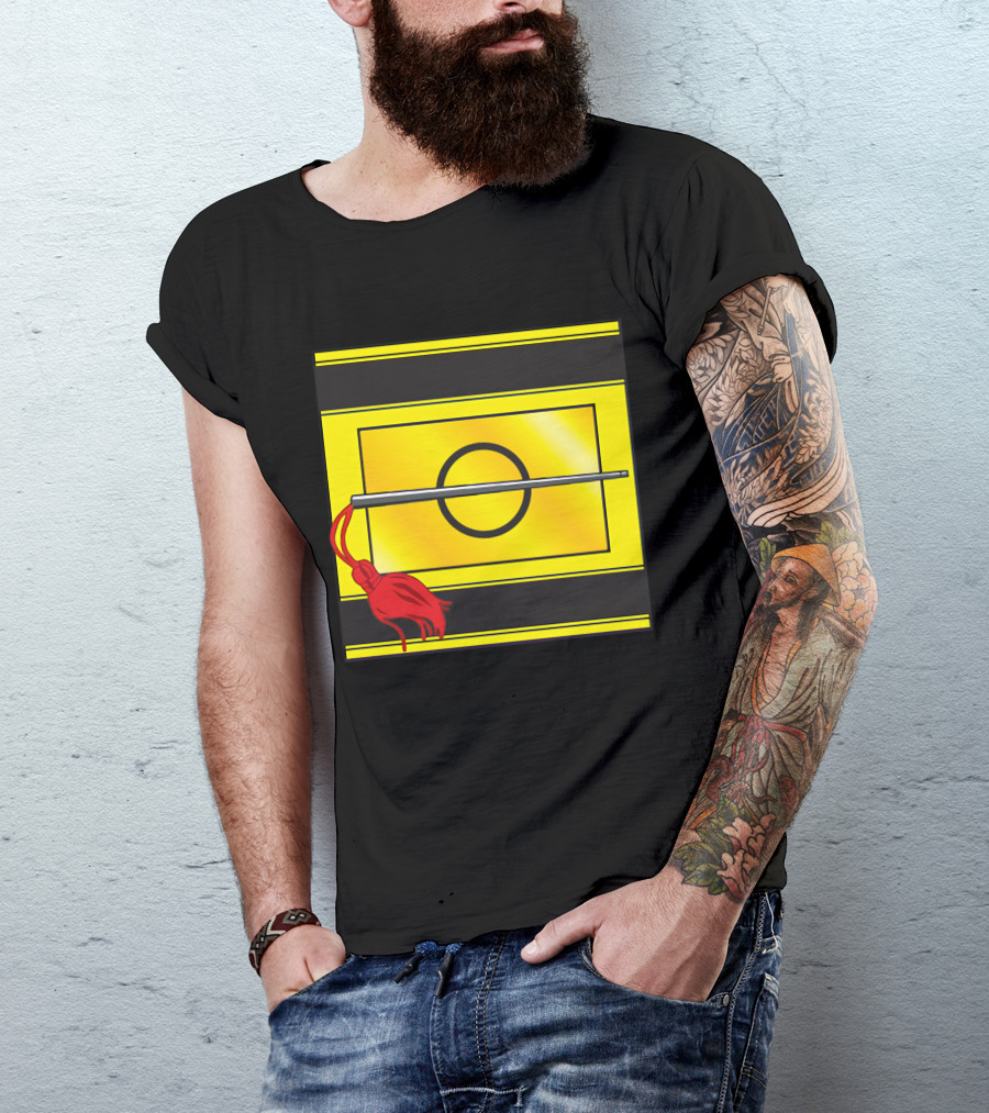 Crusis Lancers Circle And Tassel Icon On Yellow And Black Stripes T-Shirt