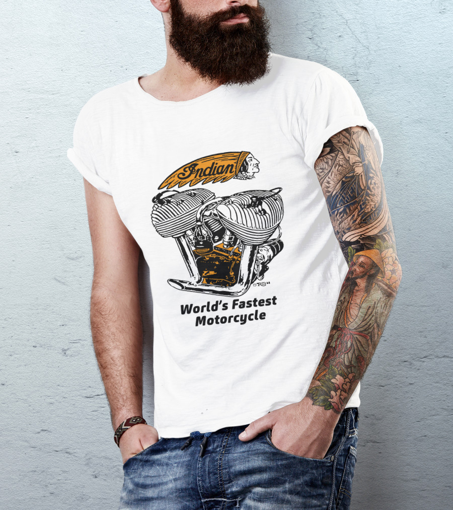 Indian World's Fastest Motorcycle Vintage Engine T-Shirt