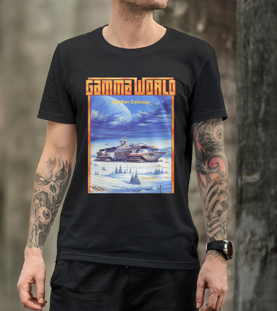 Gamma World Epsilon Cyborgs Snowy Landscape Spaceship Adventure T-Shirt