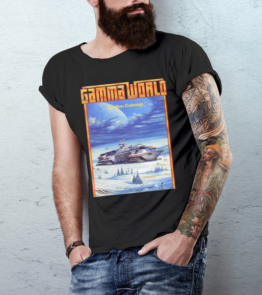 Gamma World Epsilon Cyborgs Snowy Landscape Spaceship Adventure T-Shirt