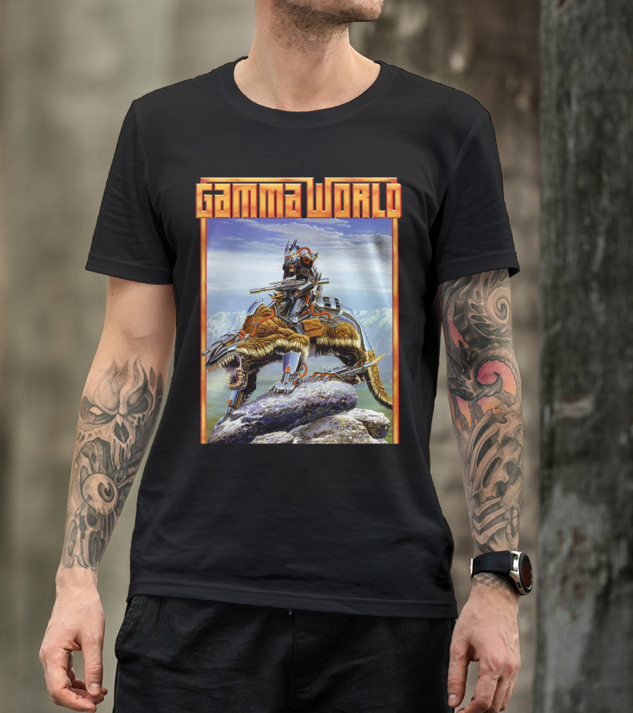Gamma World Futuristic Cybernetic Dinosaur Adventure T-Shirt