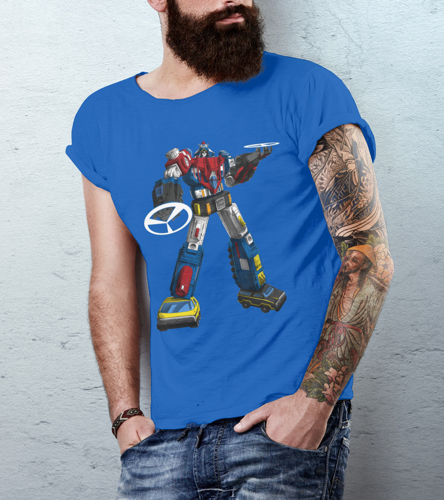 Voltron Vehicle Force Robot Giant Mecha With Cars And Helicopter Wheels T-Shirt