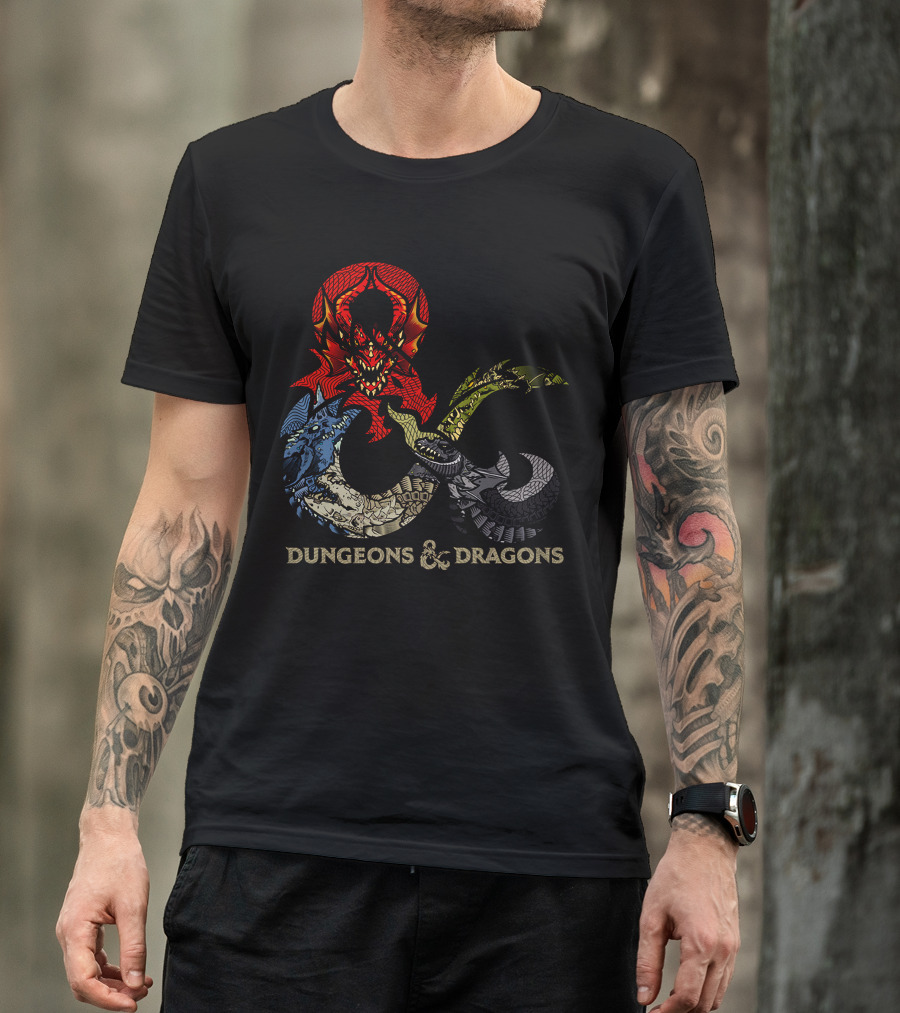 Dungeons And Dragons Ampersand With Multi-Colored Dragons T-Shirt