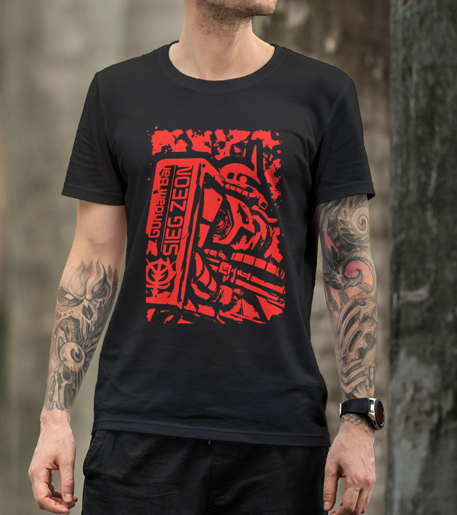 Gundam Zeon Red Mecha Design With Text Sieg Zeon T-Shirt