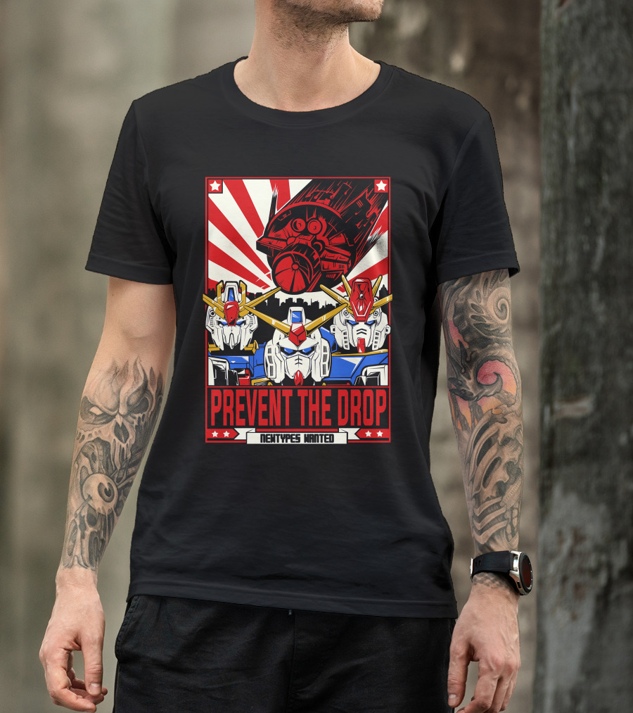 Prevent The Drop Newtypes Wanted Gundam Collaboration T-Shirt