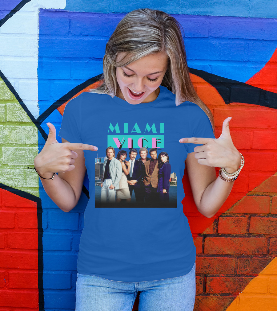 MIAMI VICE Retro Classic Cast Cityscape T-Shirt