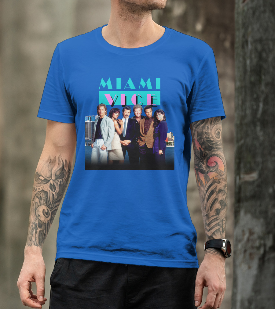 MIAMI VICE Retro Classic Cast Cityscape T-Shirt